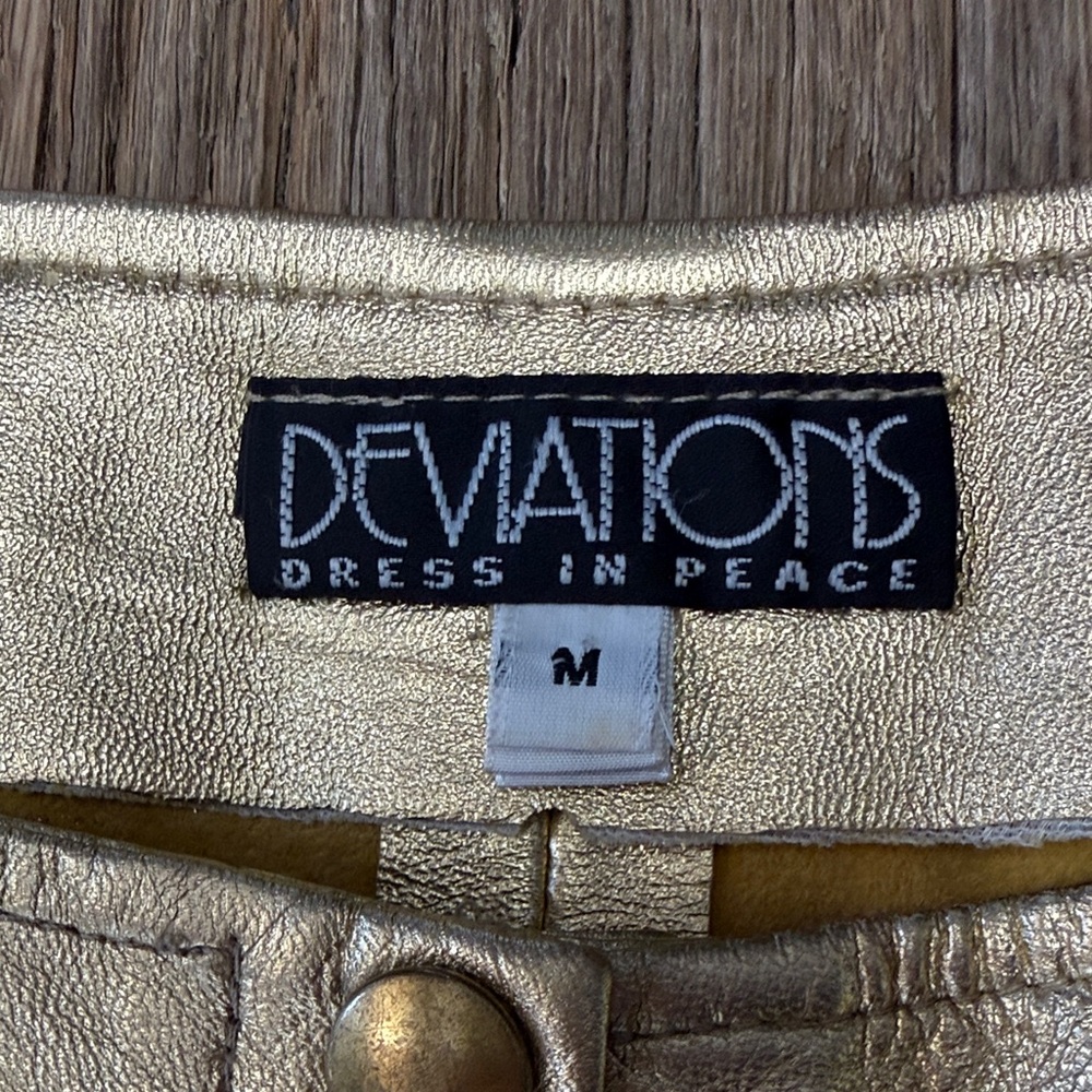 Lamb Leather Gold Flare Pants - Picture 3 of 13